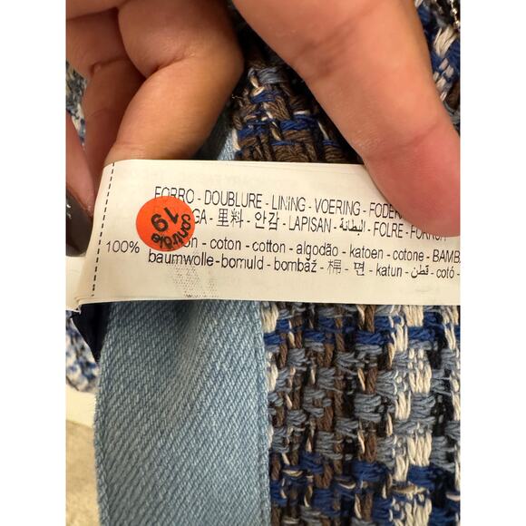 Zara NWT Medium Denim/Tweed Blue Long Preppy Old Money Luxe Blogger Blazer - Picture 6 of 6